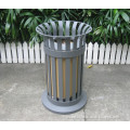 Powder coated metal receptacle bin outdoor dome top trash can